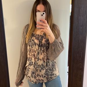 Free People Hendrix Boho Peasant Floral Blouse